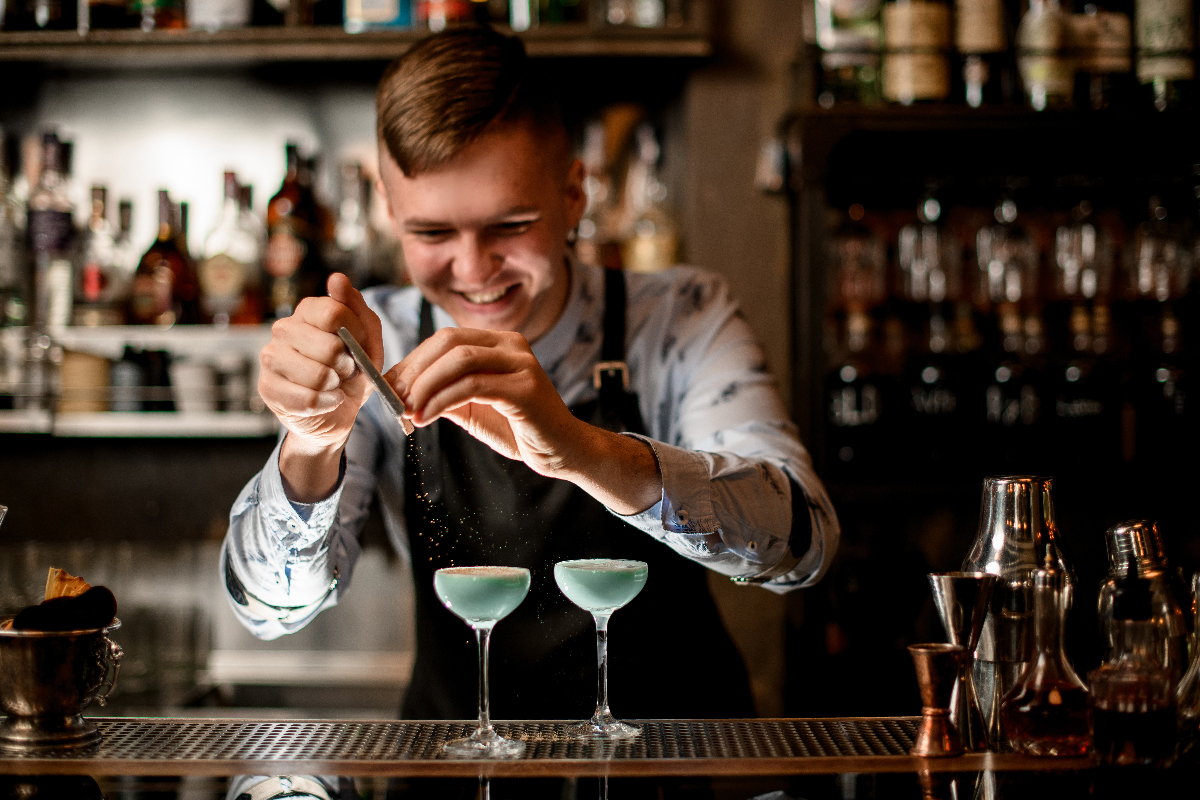 A barista working a bar job